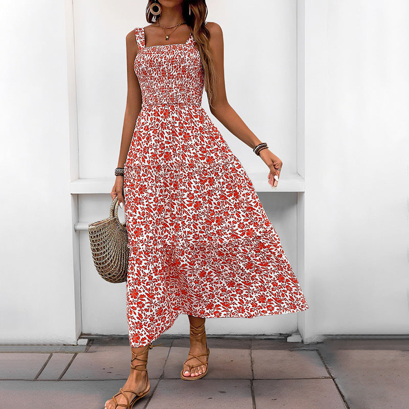 Women's Printing Slip Dress Sweet Fresh Pastoral Dresses