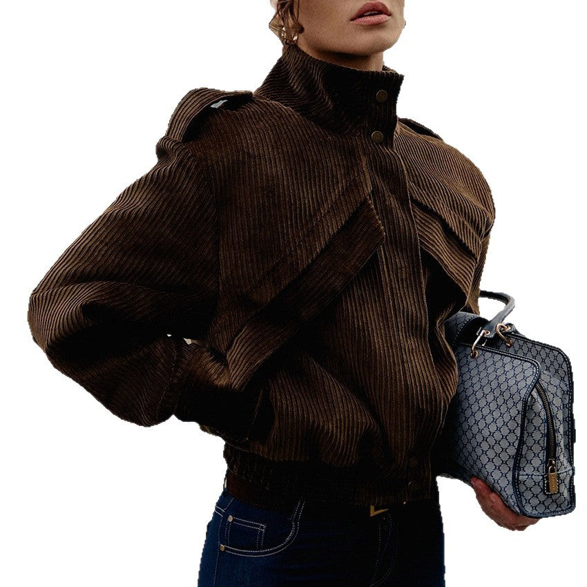 Women's Winter Locomotive Style Brown Design Sense Temperament Jackets