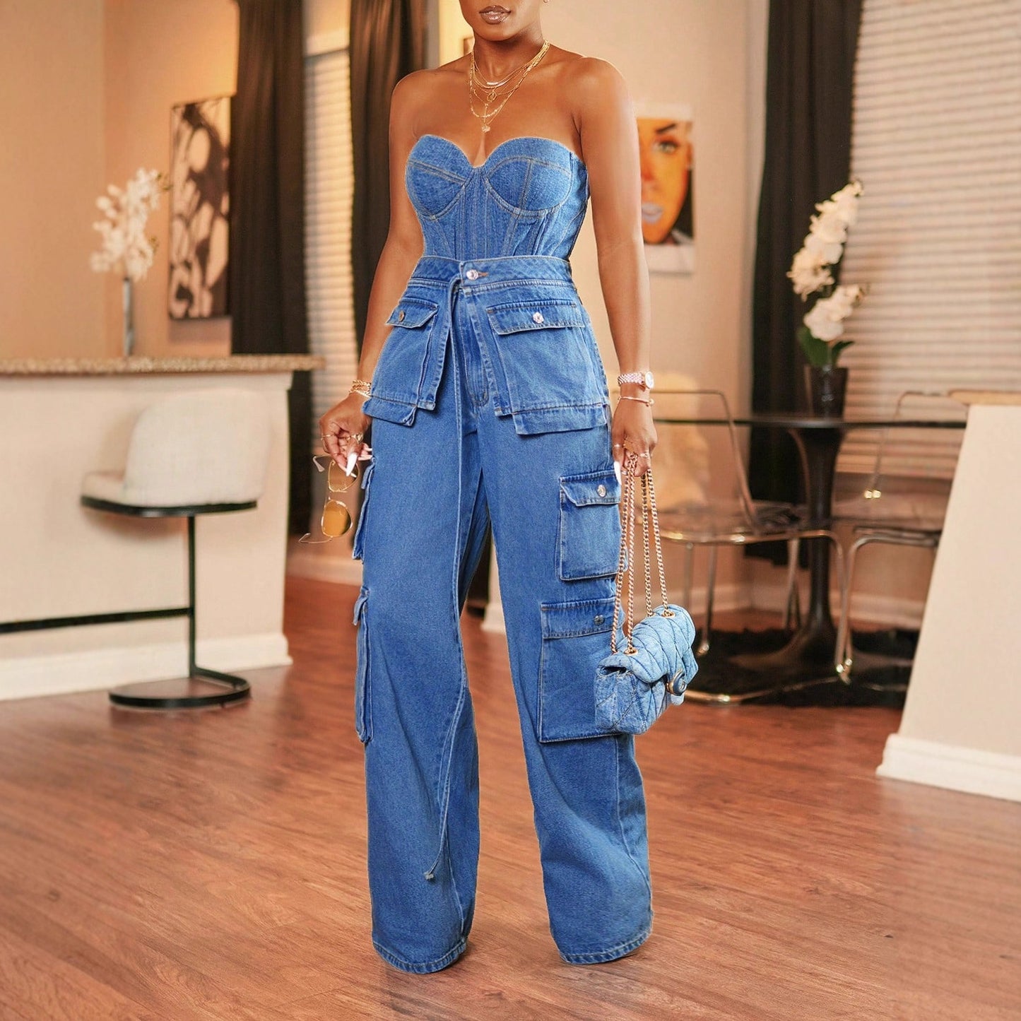 Women's Fashion Casual Temperament Denim Trousers Jeans