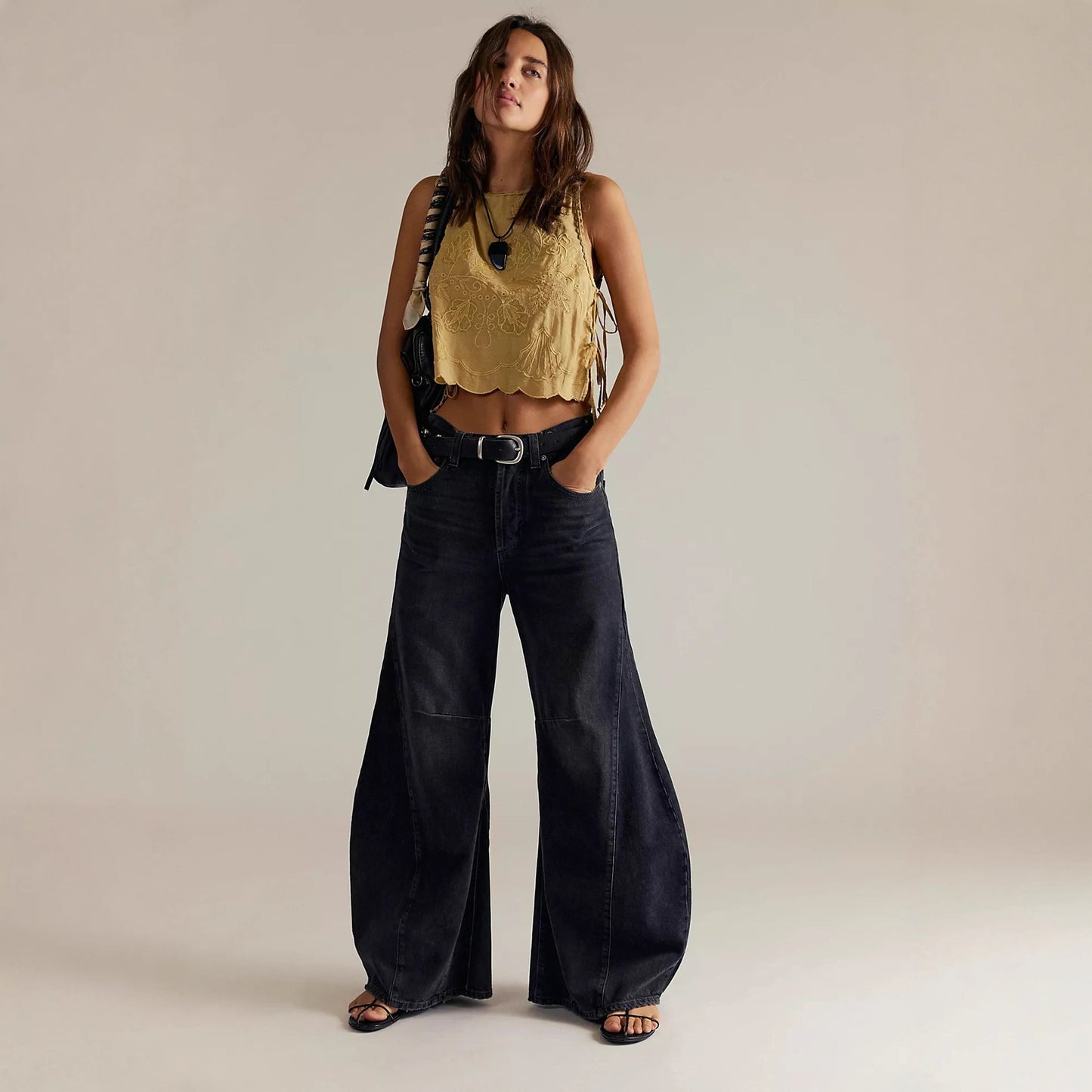 Women's Early Autumn Retro High Waist Wide Jeans