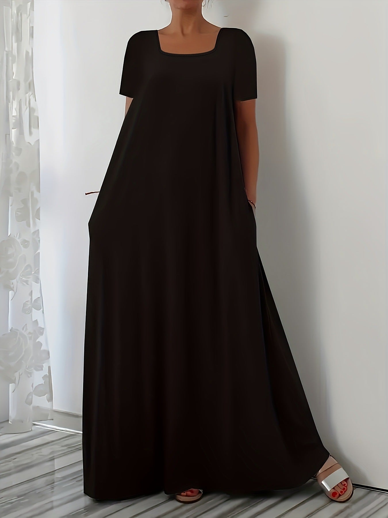 Dress Casual Loose Sleeves Solid Color Dresses