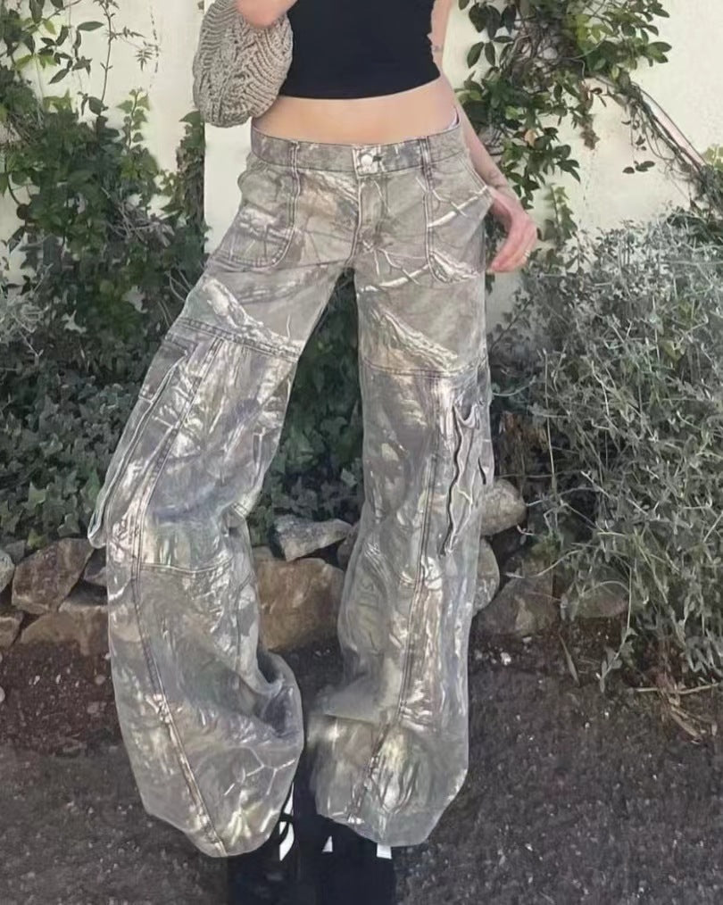 Women's Hot Camouflage Straight Loose Low Waist Jeans