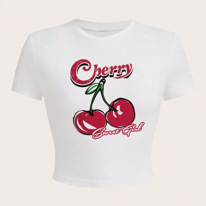 Women's Style Trendy Tight Letter Printed T-shirt Blouses
