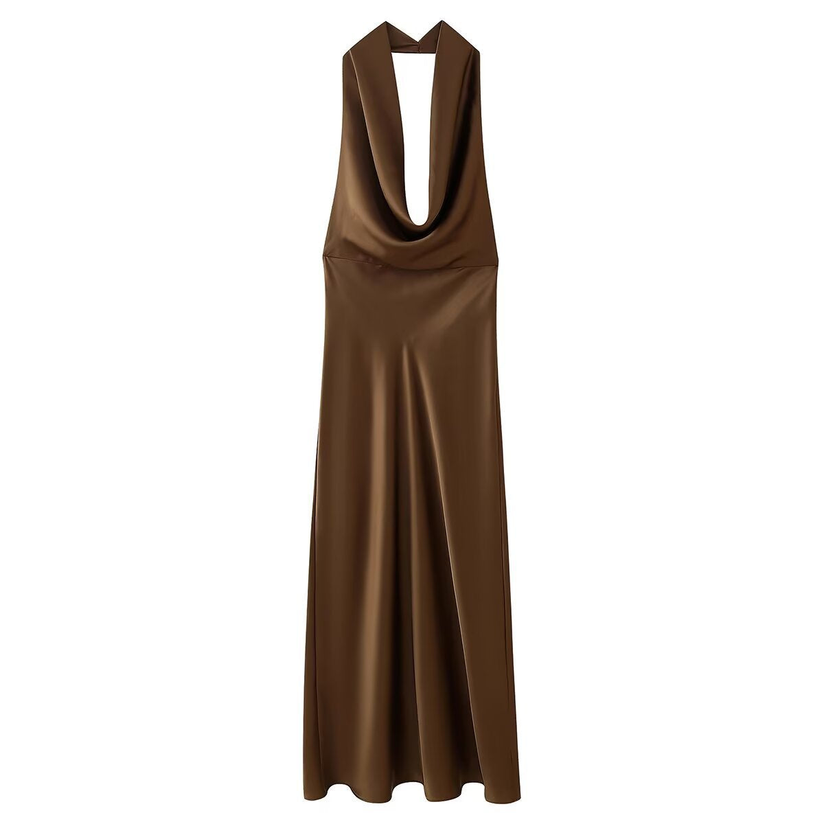 Women's Spring Elegant Backless Silk Satin Texture Dresses