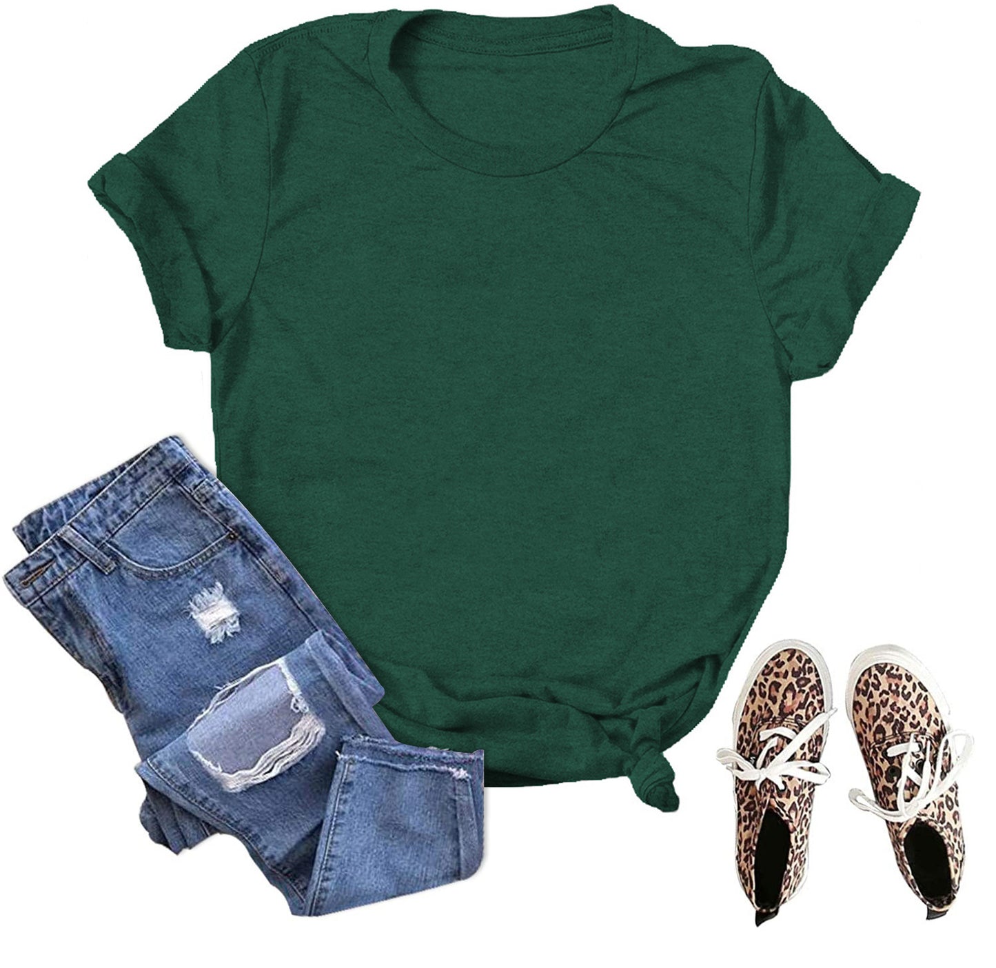 Women's & Men's & Solid Color Blank Loose T-shirt Blouses