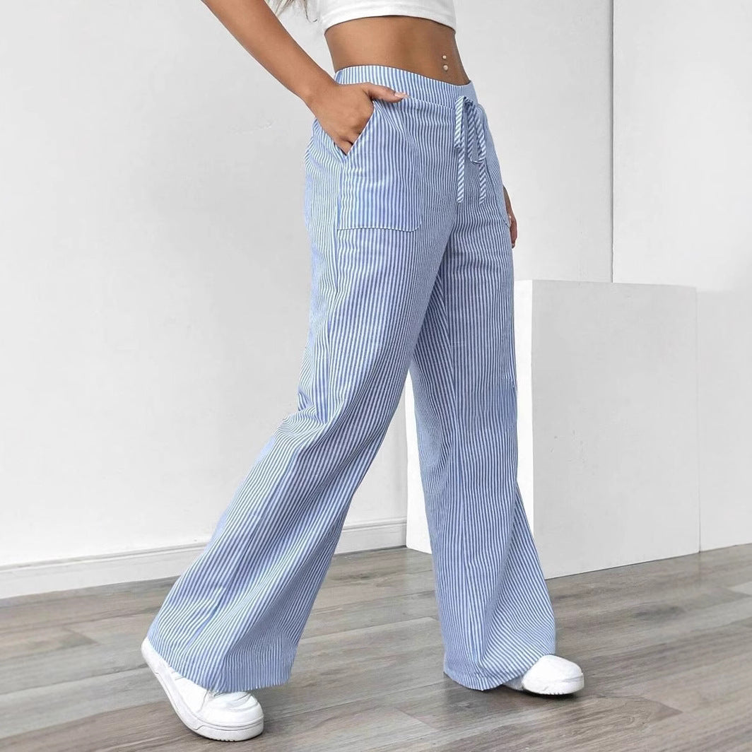 Women's Spring Striped Casual Fashion Loose Trousers Pants