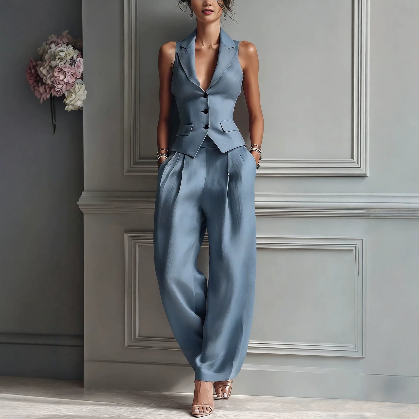 Beautiful Classy Summer Single-breasted Idle Style Fashion Casual Suit