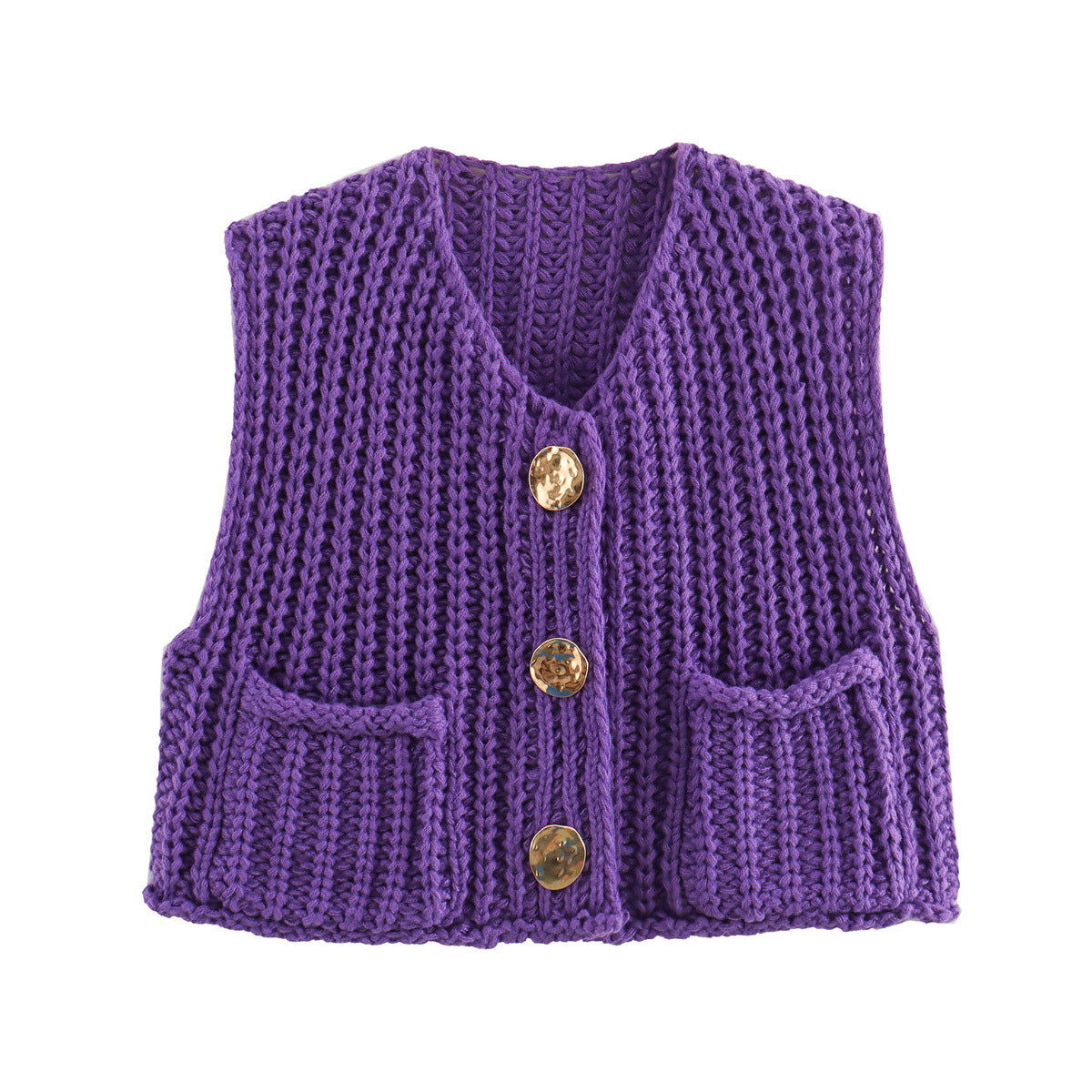 Women's Street Fashion Color Thick Needle Vests
