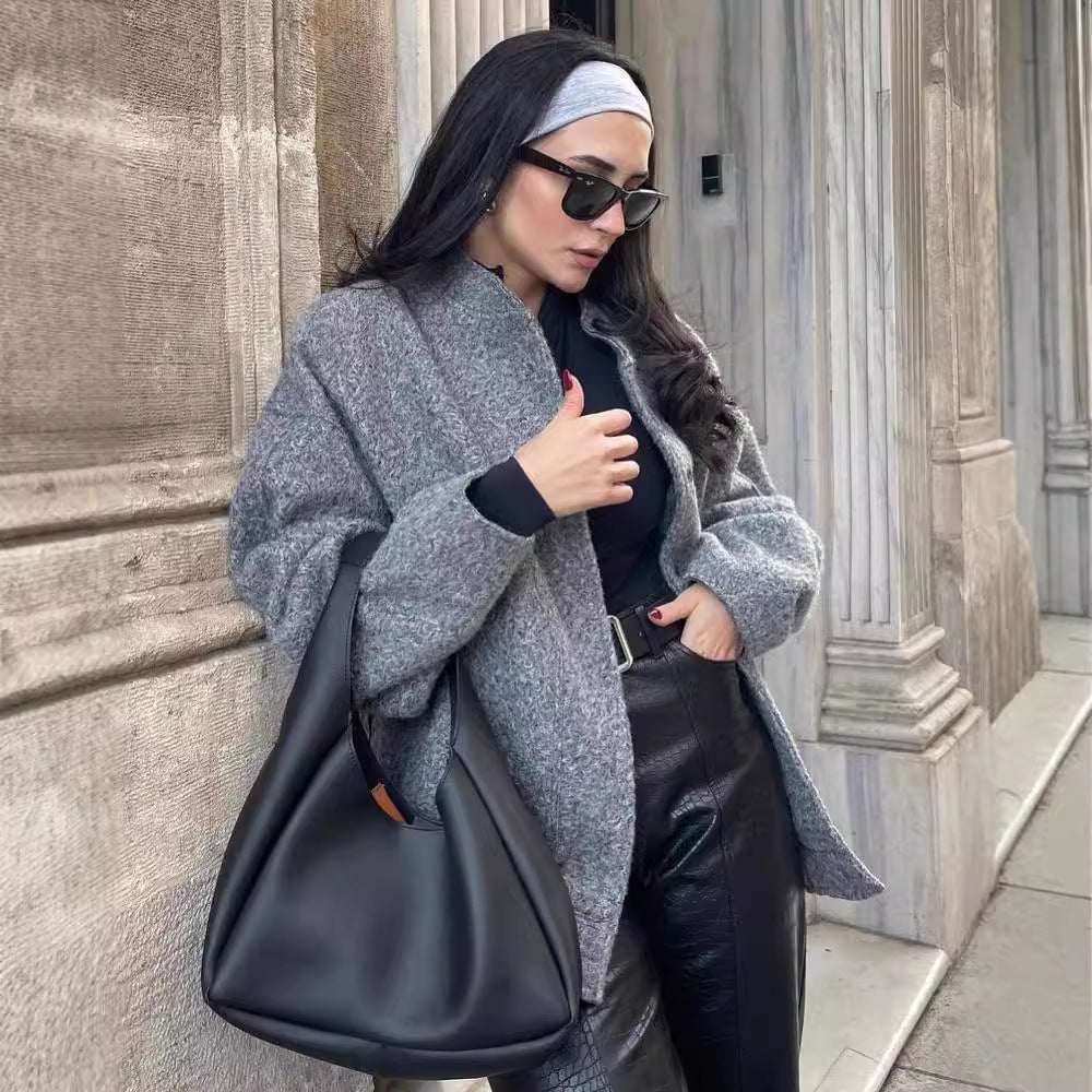 Women's Single-breasted Large Pocket Loose Comfortable Long-sleeved Coats
