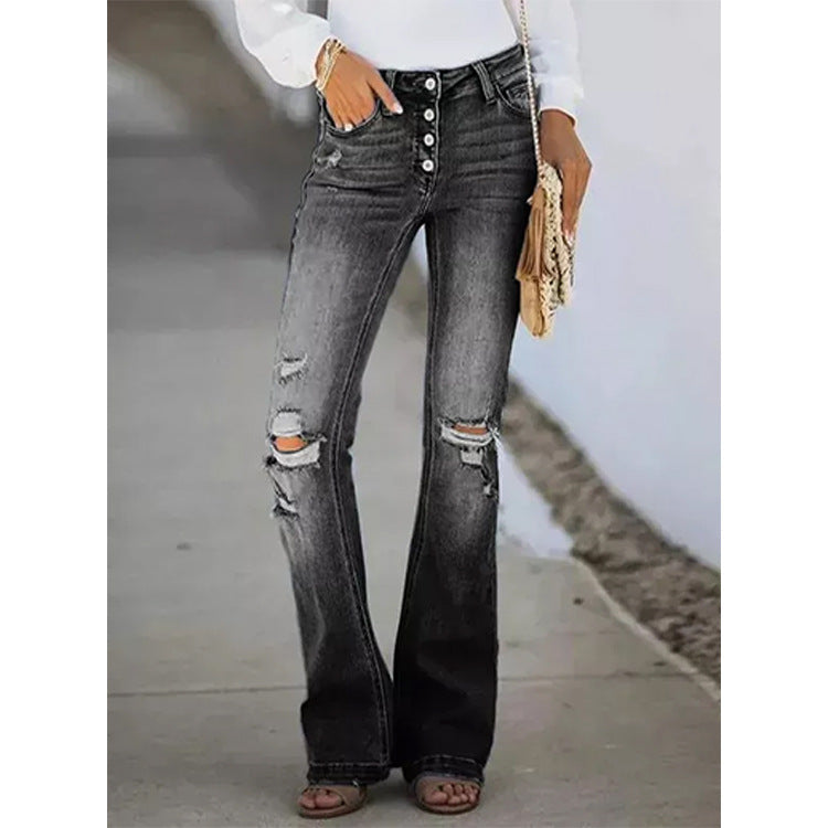 Women's Durable Retro High Waist Washed Jeans