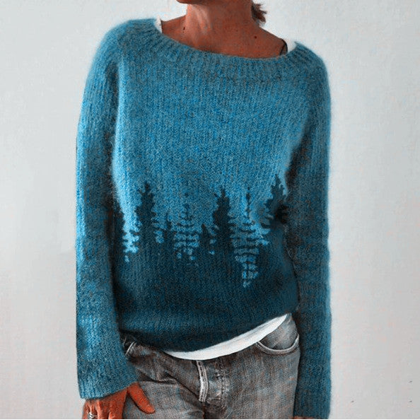Women's Fashion Round Neck Multicolor Loose Leisure Sweaters
