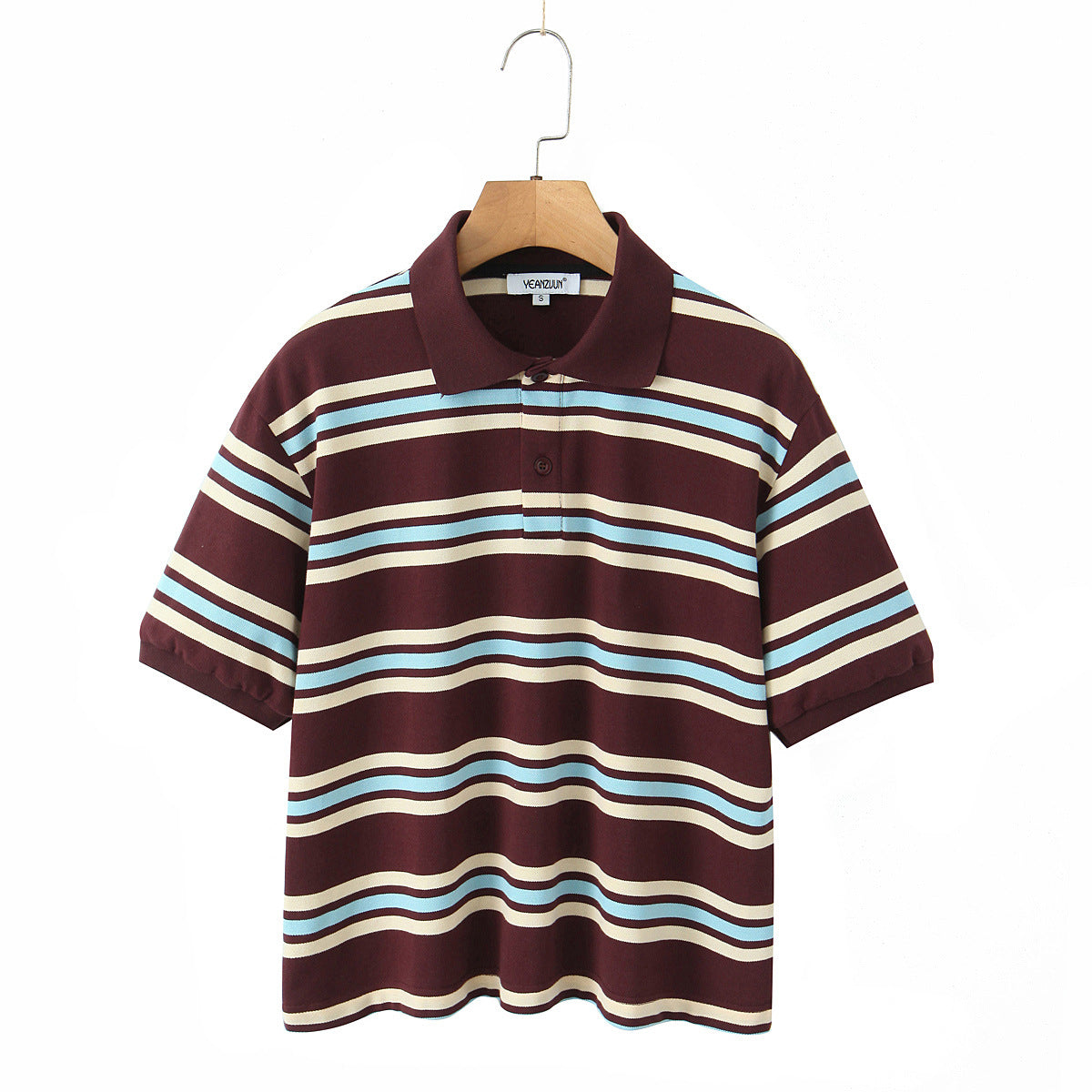 Women's Classic Contrast Striped Short-sleeved T-shirt Blouses