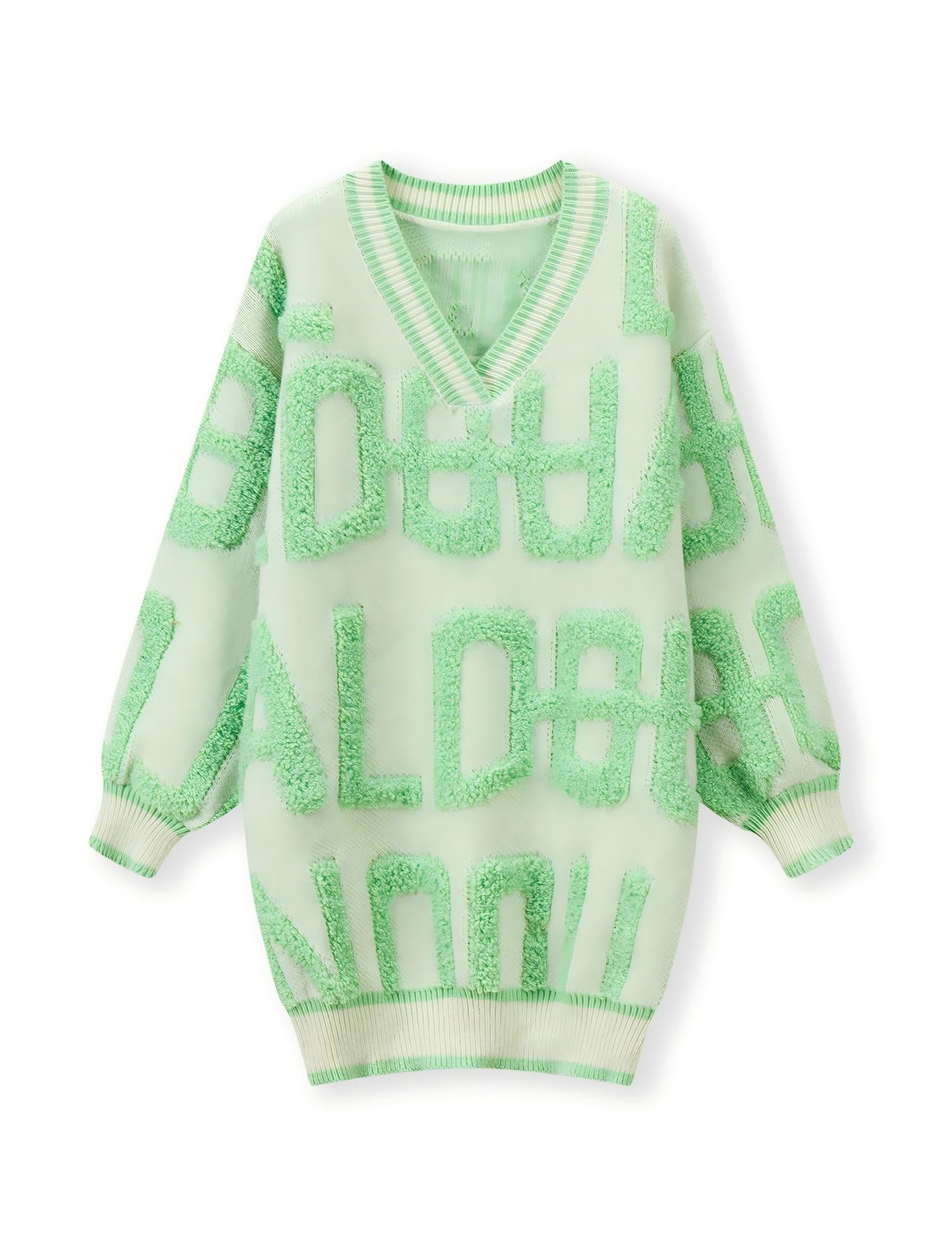 Women's Towel Embroidery Letter Loose Lazy Style Knitwear