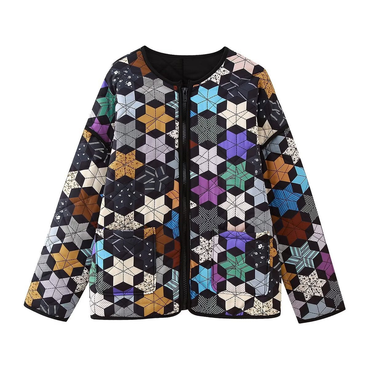 Women's Loose Quilted Fashion Printed Casual Clothes Coats