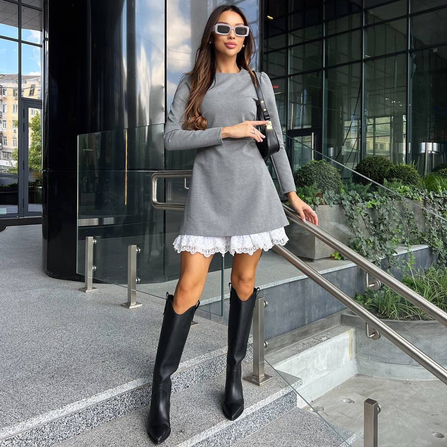 Women's Round Neck Dress Solid Color Simple Dresses