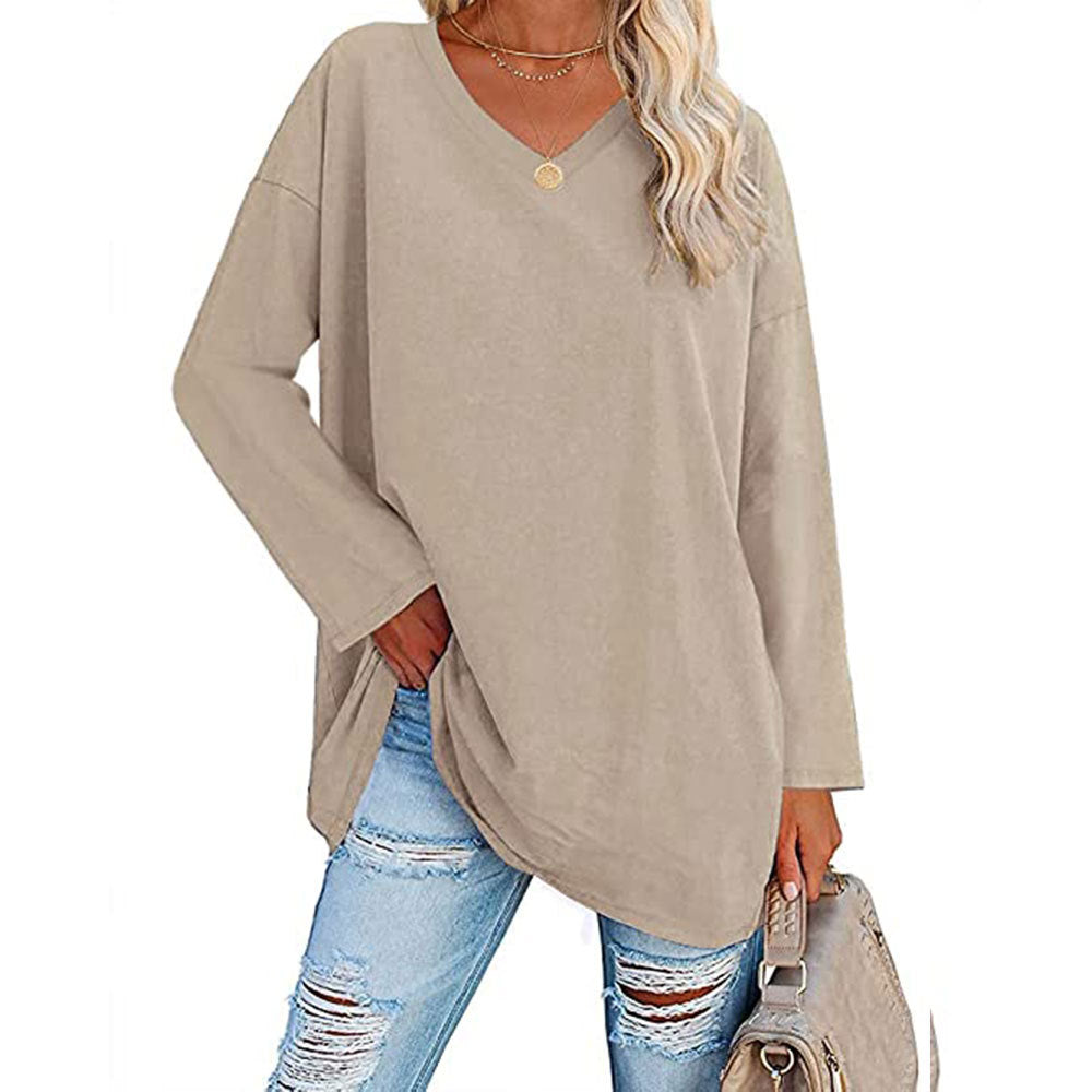 Women's Oversized T-shirt Color Loose Shoulder Sleeve Blouses