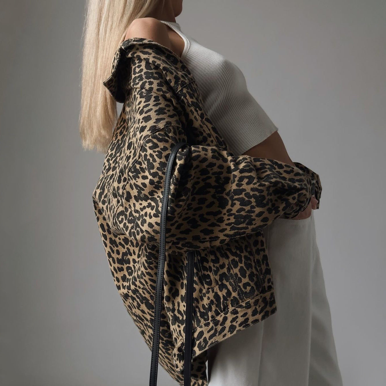 Vintage Leopard Print Niche Lapel Denim Spring Jackets