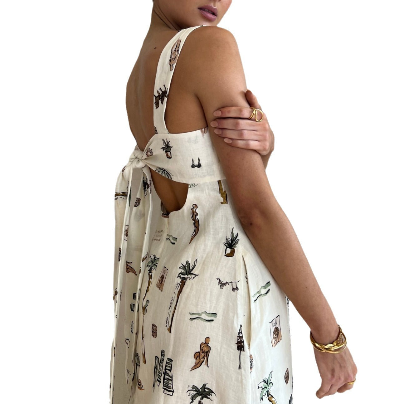 Women's Iti Sling Sexy Backless Lace Up Dresses