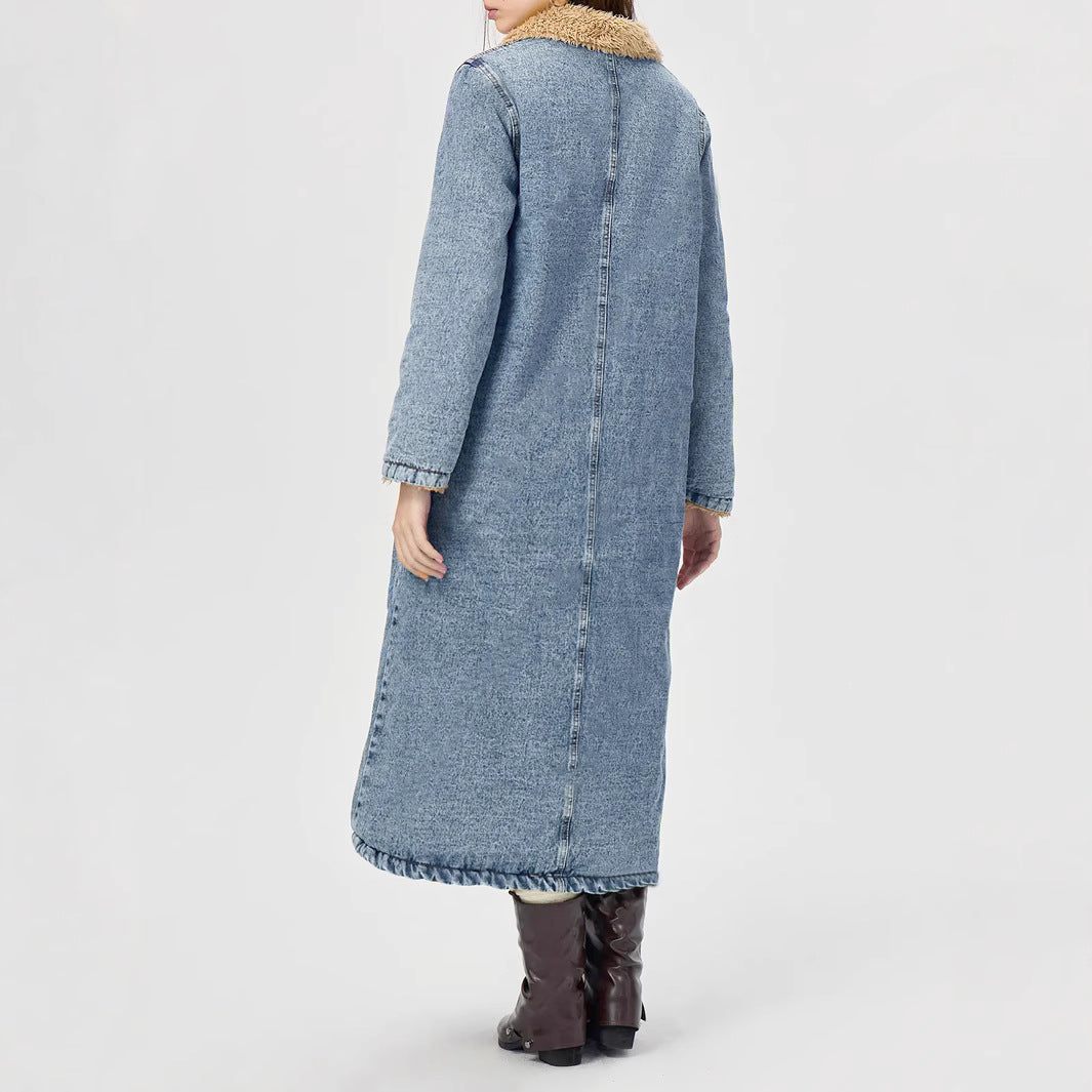 Women's Loose Long Veet Lining Denim Jackets