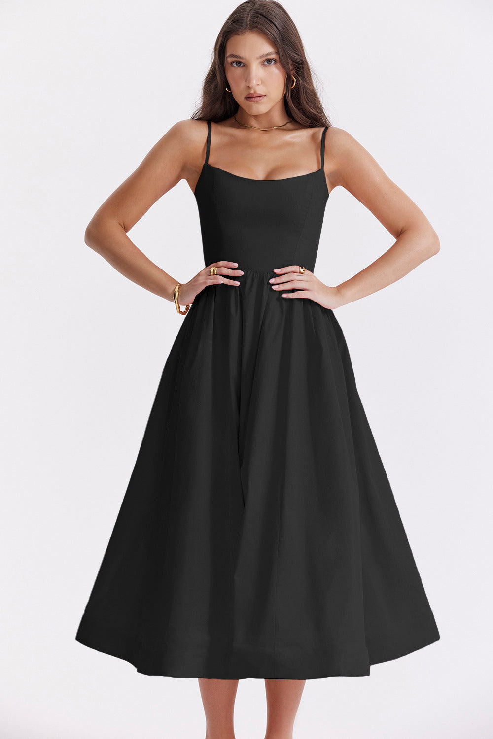 Women's Sexy Backless Spaghetti Straps Large Swing Dresses