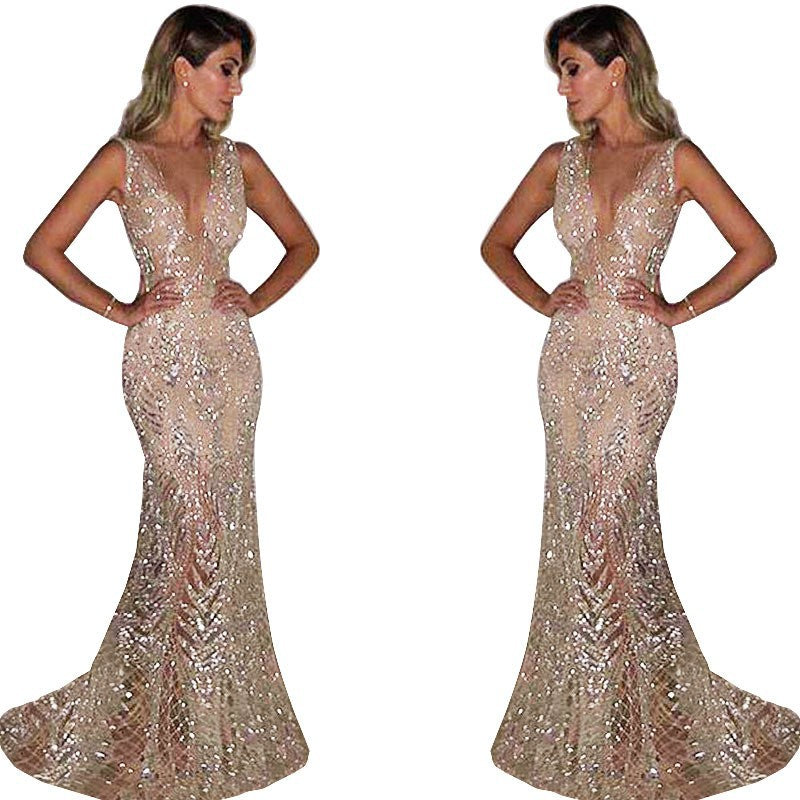 Women's Dress Long Sleeveless Sexy Deep V Wedding Dresses