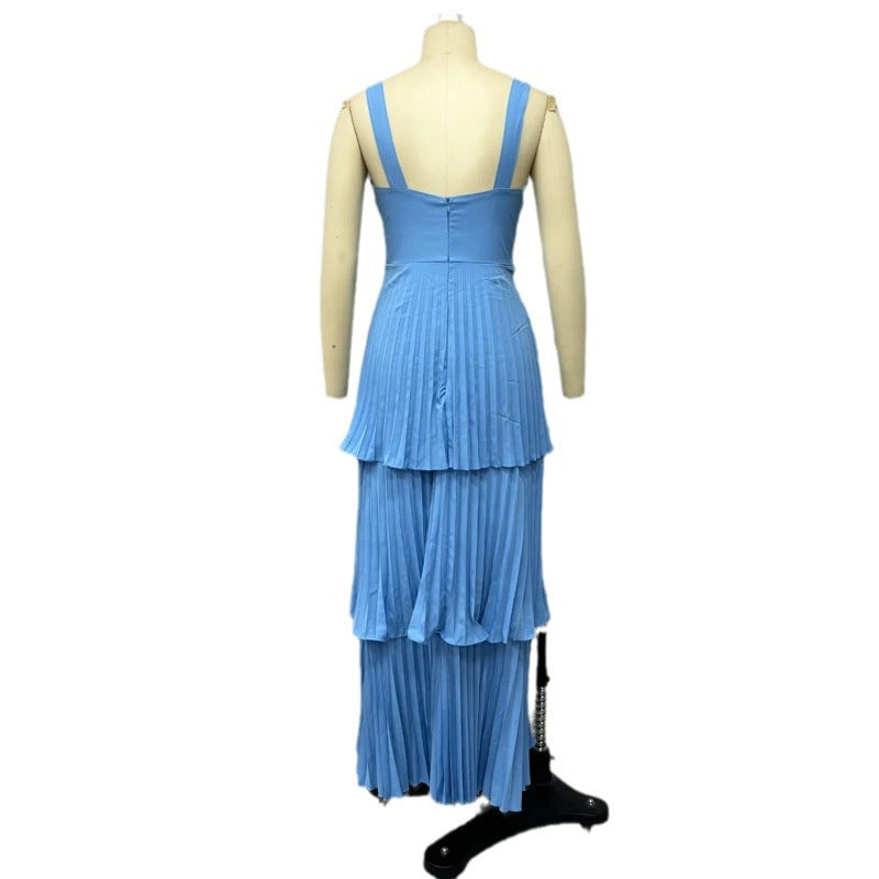 Women's Summer Solid Color High Waist Temperament Dresses
