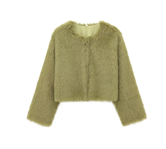 Women's Artificial Leather Fur Effect Style Jackets