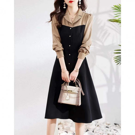 Women's Stylish Elegant Simple Stitching Design Fake Dresses