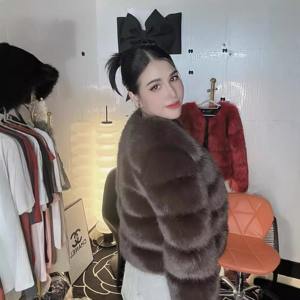 Fox Stitching Winter Thickened Warm Long Coats