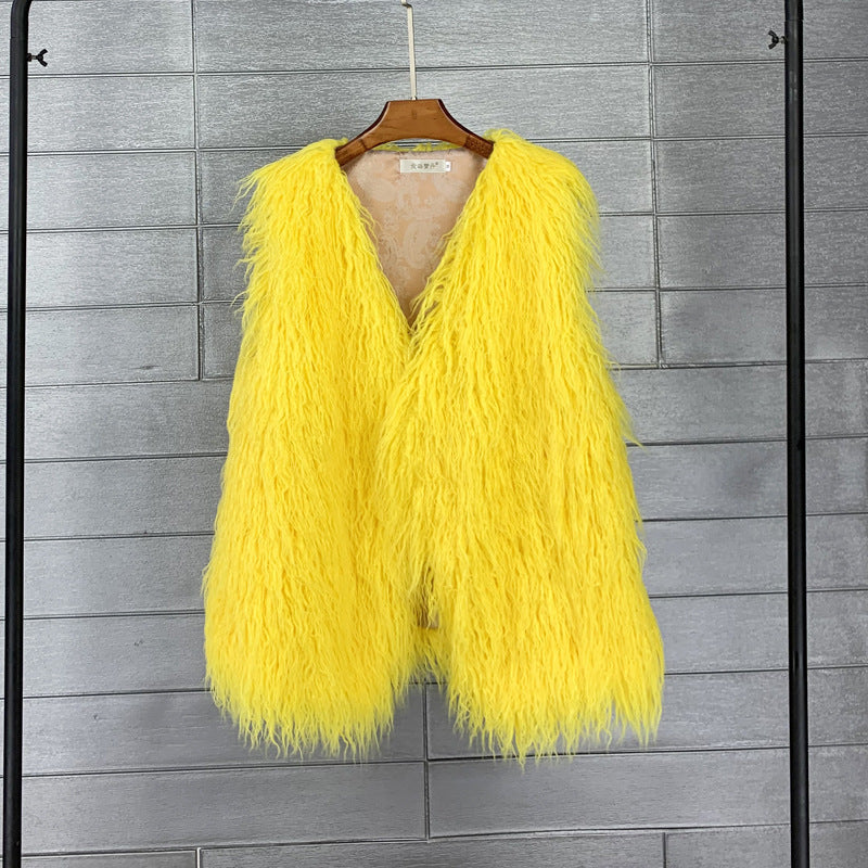 Women's Winter Mid-length Imitated Tibet Sheep Fur Coats