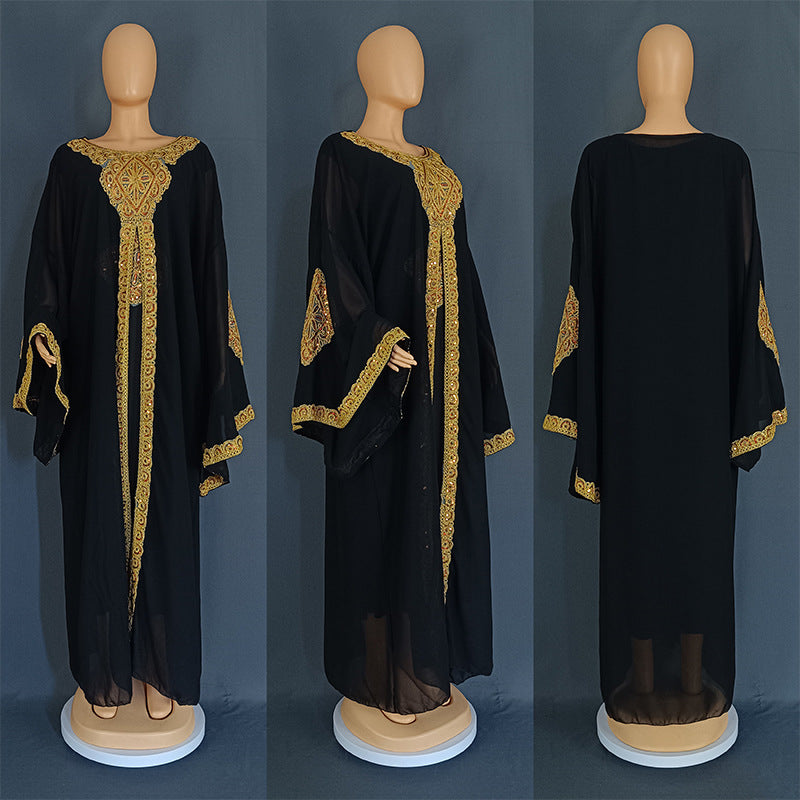Malay Bell Sleeve Thorn Robe Embroidered Dresses