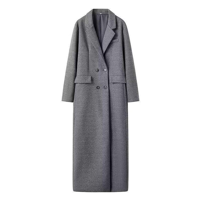 Women's Street Fashion Button Long Woolen Coats