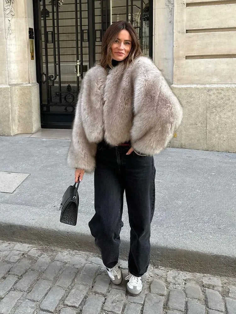 Faux Fur Soft Collar Wide Cuff Coats