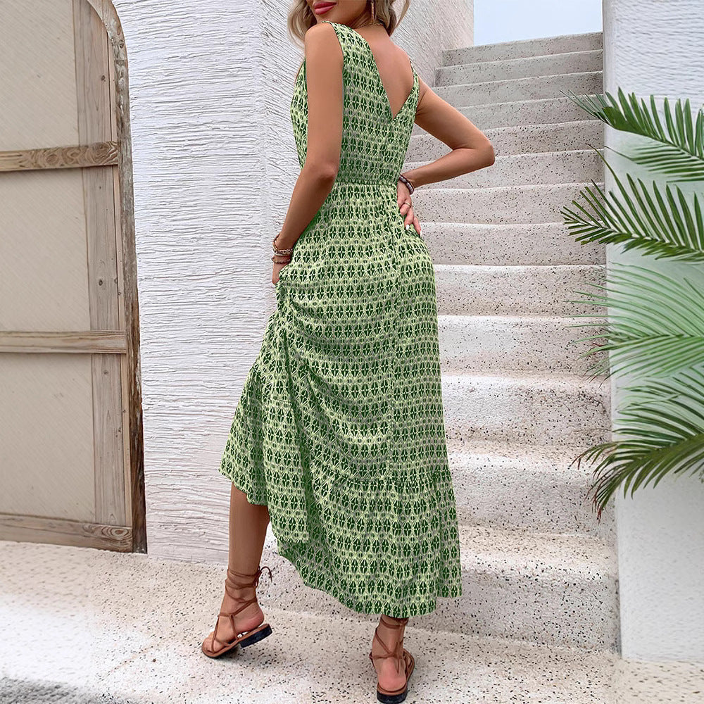 Women's Summer Rhombus Prints Sleeveless Dress Dresses