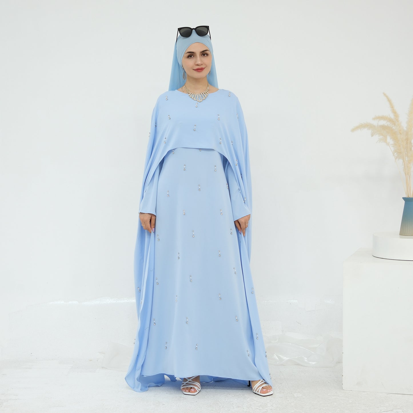 Turkey Solid Color Beading Dress Two-piece Dresses