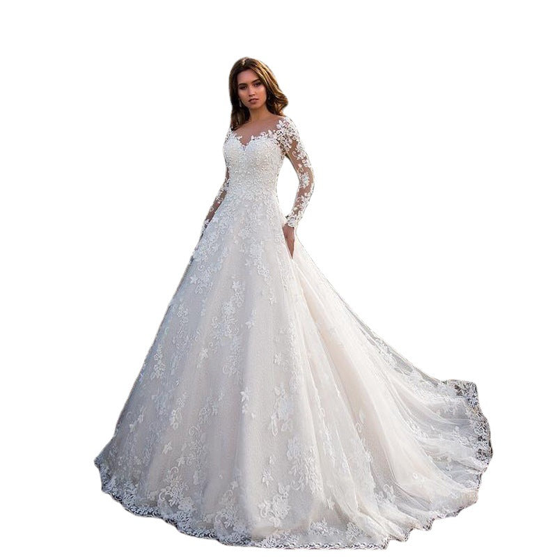 Women's Versatile Summer Long-sleeved Bridal Dress Wedding Dresses