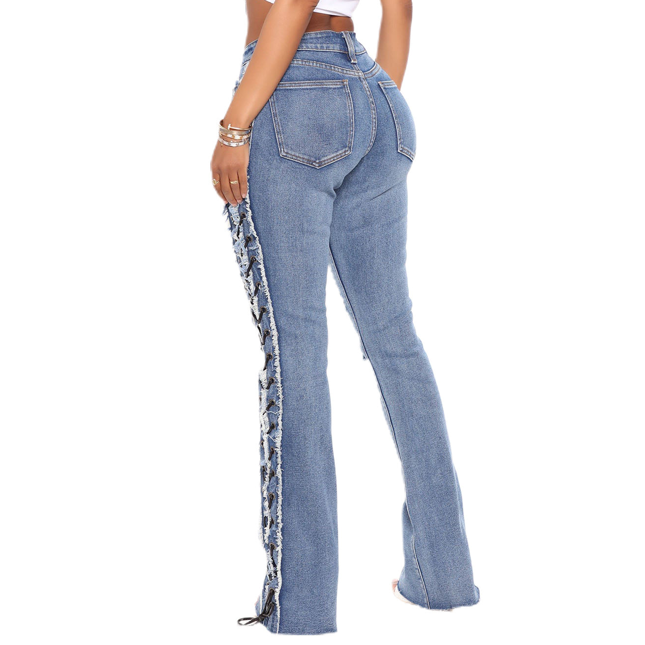 Women's Corns Wearing Rope High Elastic Sexy Jeans