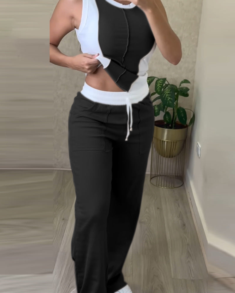 Color Contrast Patchwork Sunken Stripe Commute Dresses