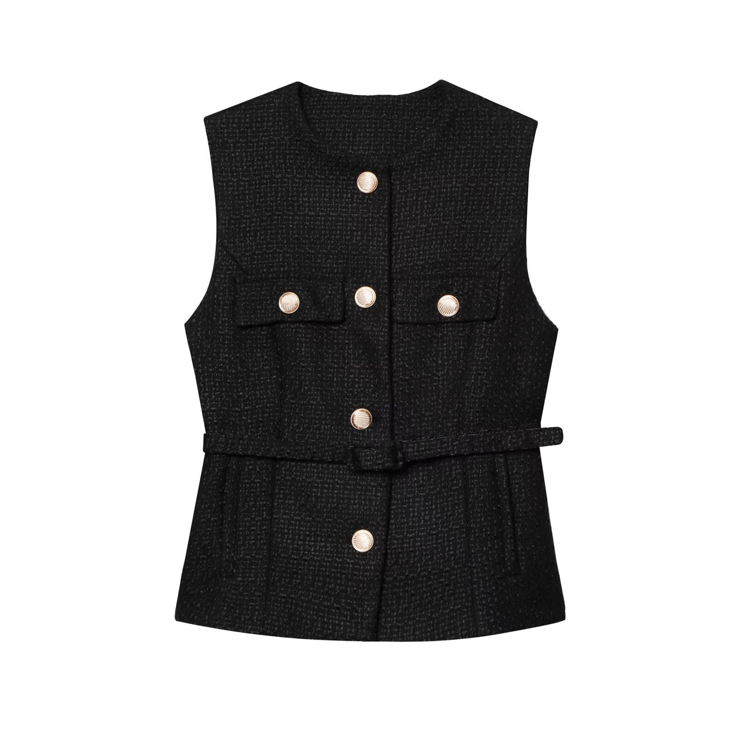 Women's Attractive French Fashion Belt Texture Vests