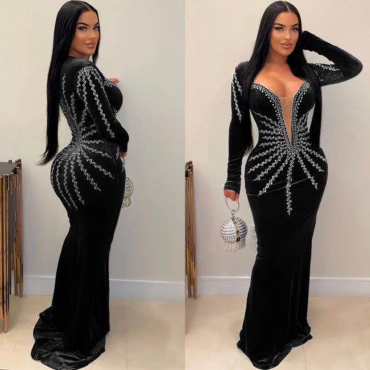 Women's Sexy Nightclub Party Long-sleeved Dress Fishtail Dresses