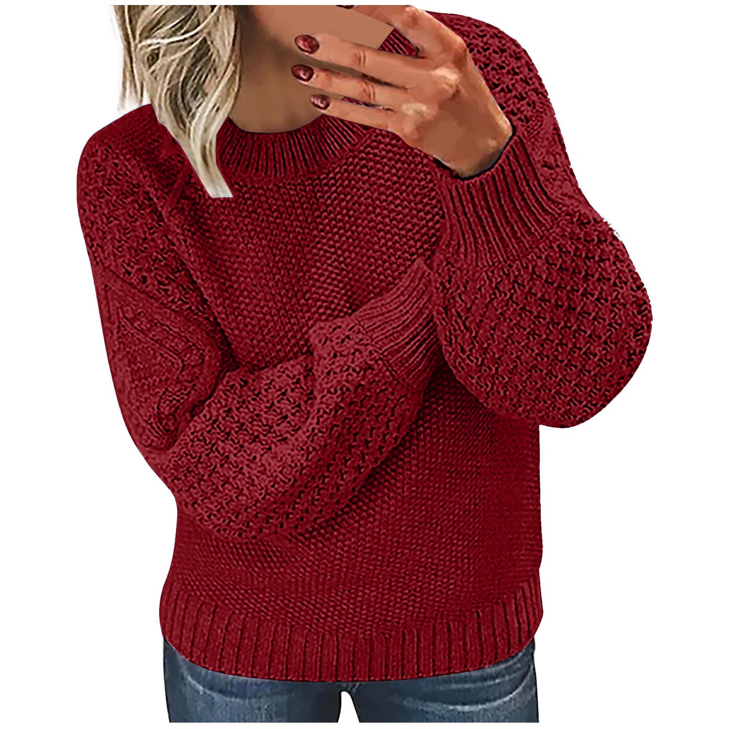 Women's Warm Solid Color Outerwear Knitted Pullover Knitwear