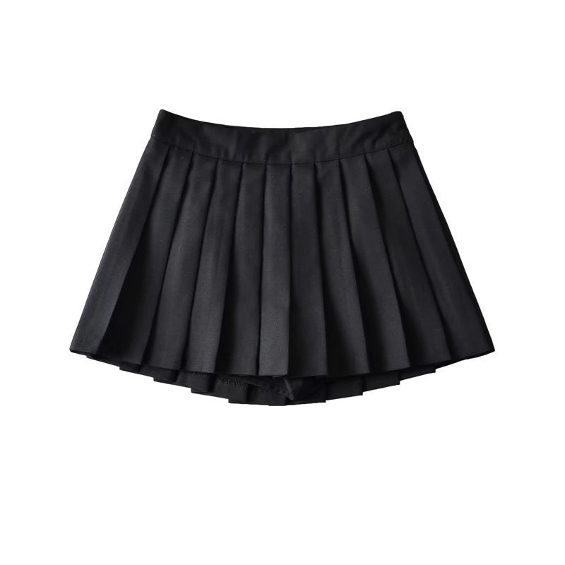 Women's Color High Waist Pleated Summer Front Skirts
