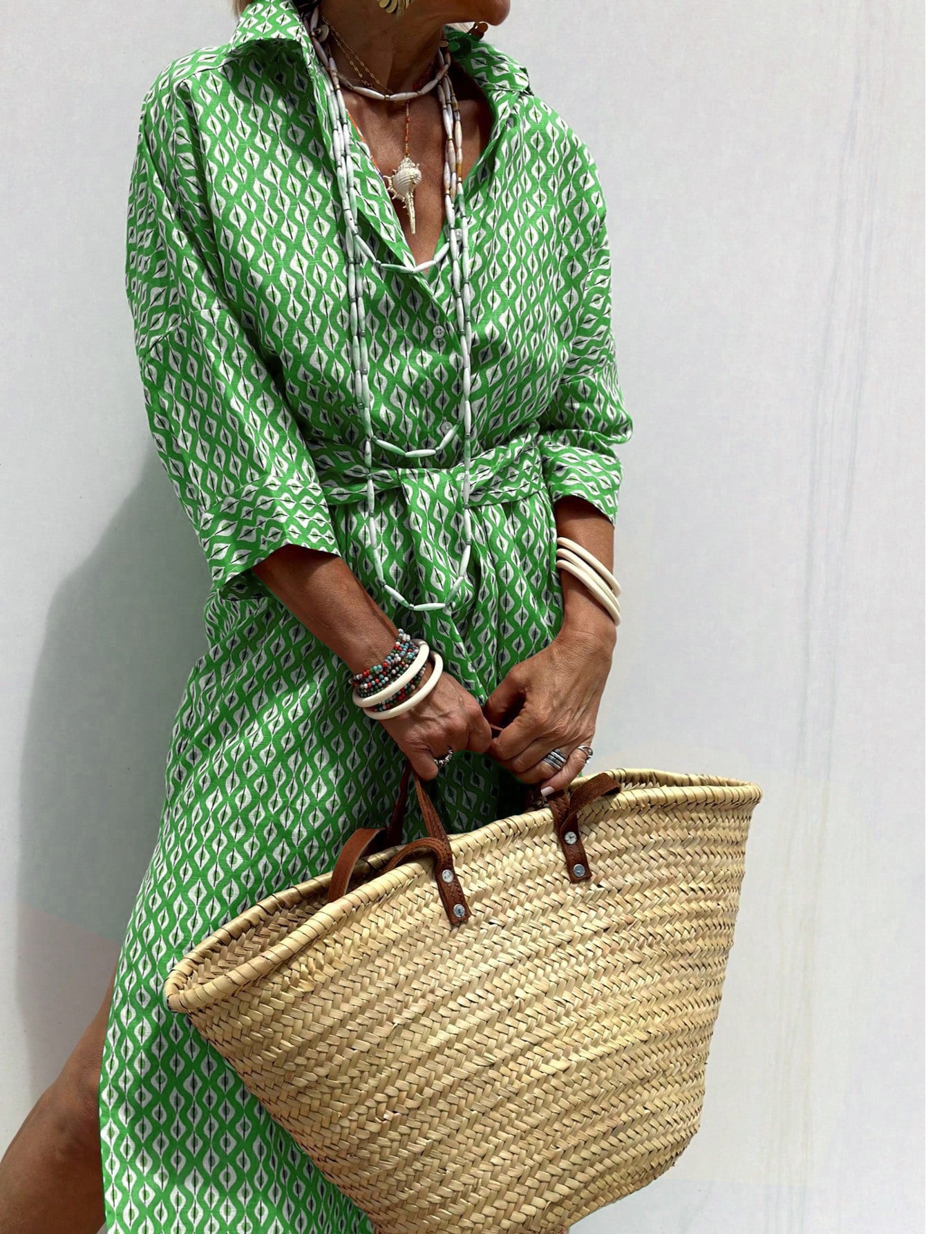 Women's Half Sleeve Striped Lapel Shirt Dress