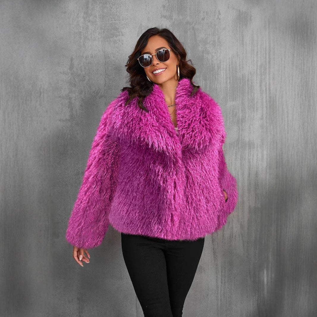 Women's Fur Large Lapel Artificial Fashion Fox Coats
