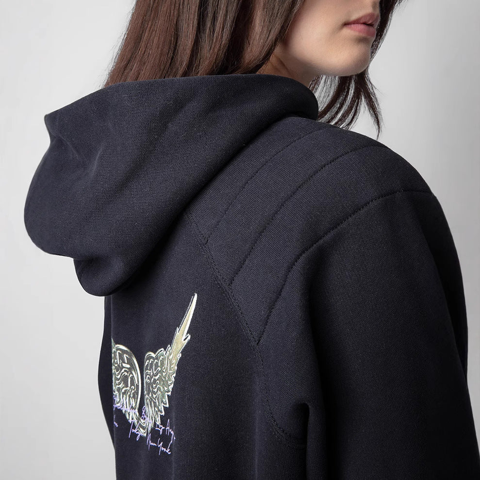 Back Wings Chalk Digital Printing Fleece Sweaters