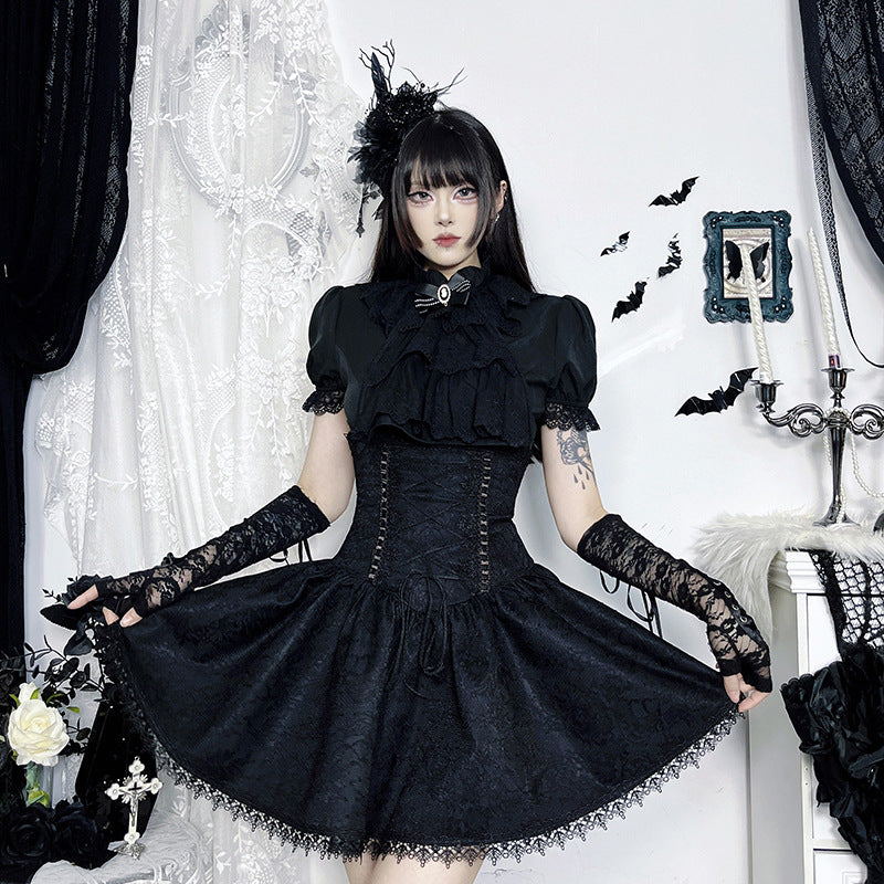 Dark Goth Style Slim Lace Girdle Skirts