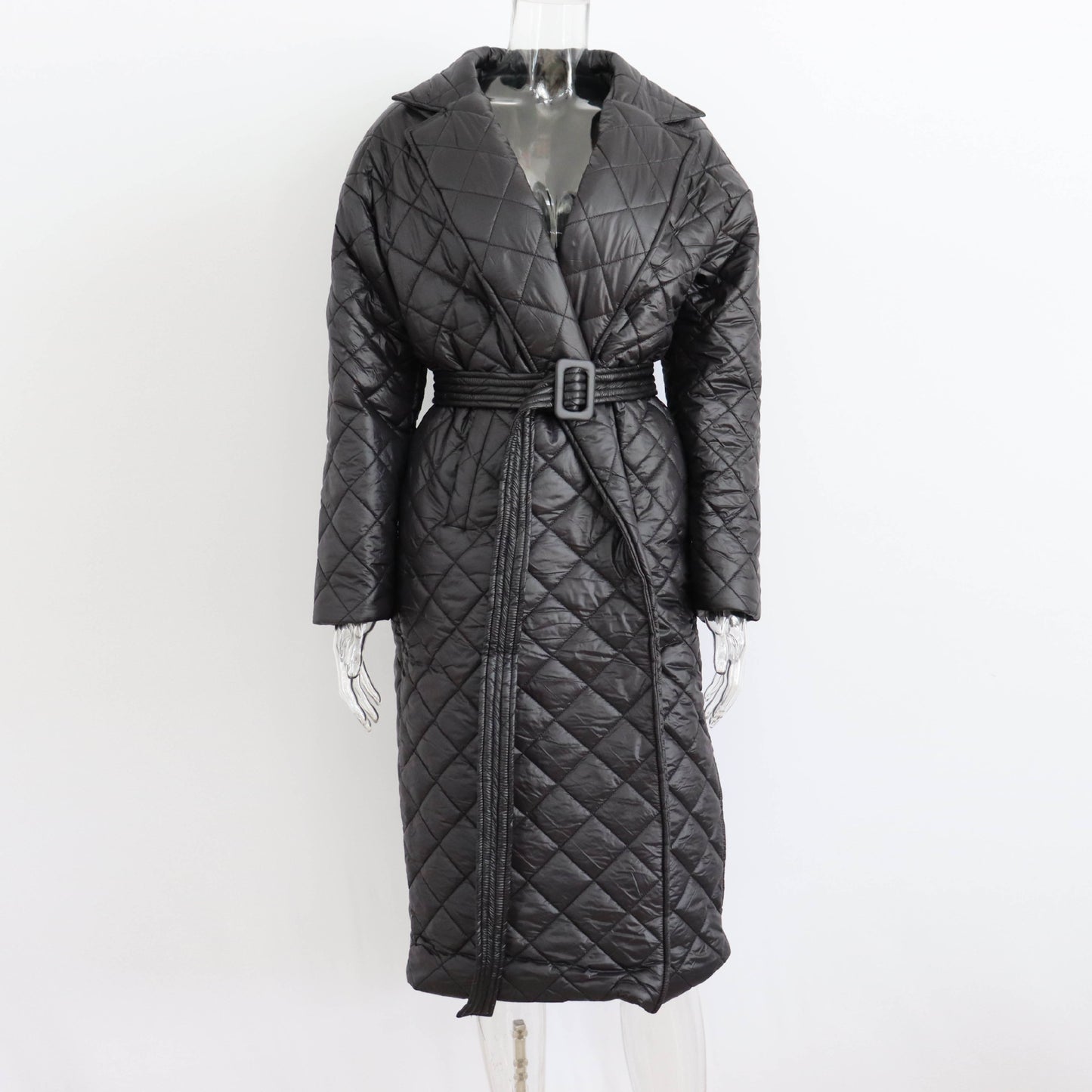Women's Innovative Cotton Rhombus Fashion Large Coats