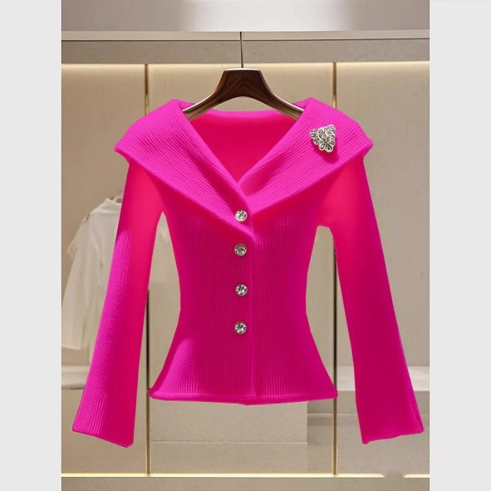Classic Style Solid Color Advanced Design Niche Women's Sweater