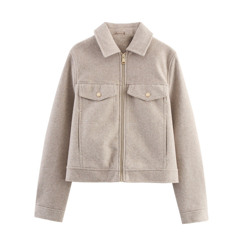 Women's Durable Creative Soft Zipper Lapel Jackets
