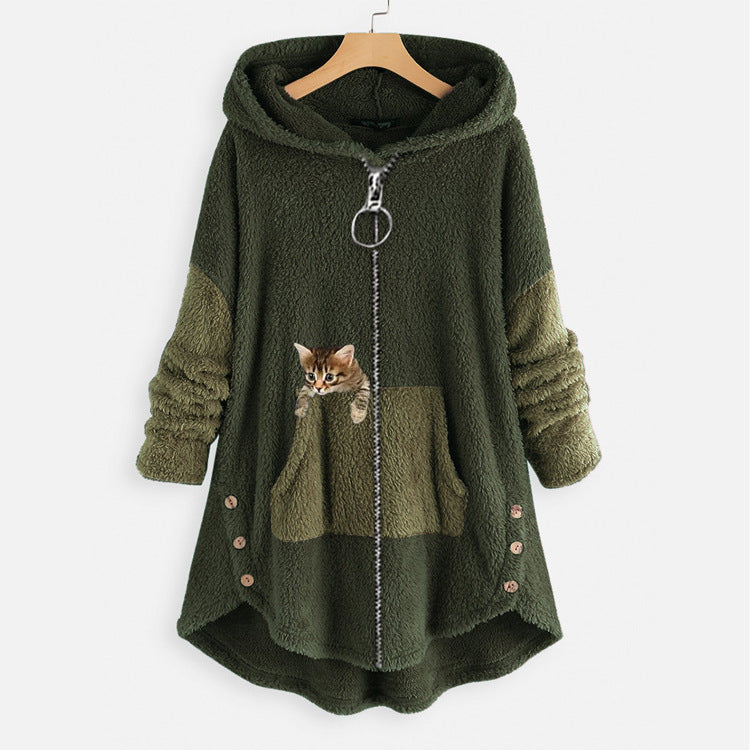 Women's Street Hipster Zipper Style Personality Leopard Coats